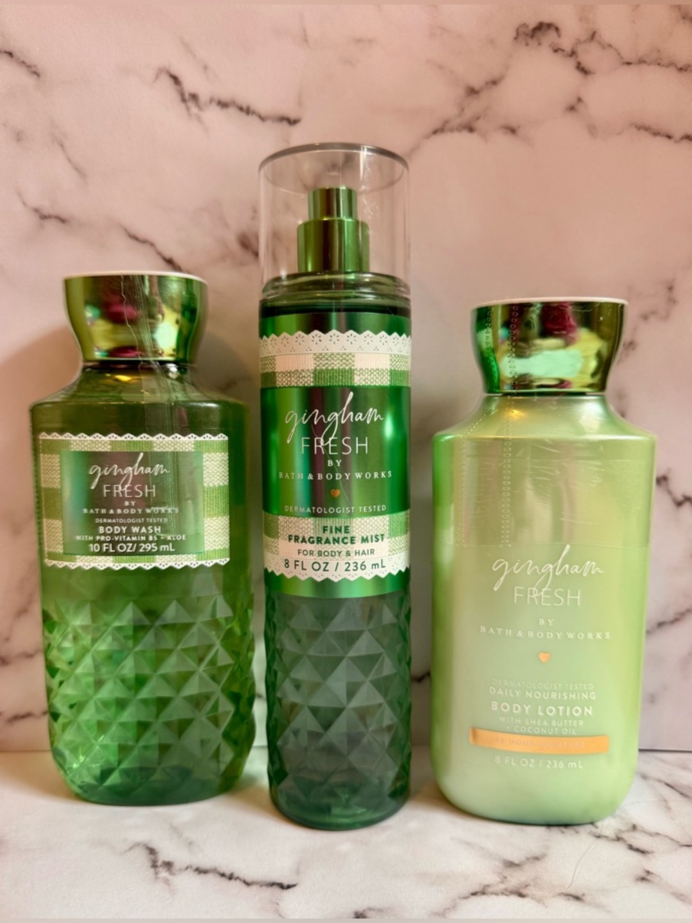 Bath & Body Works Gingham Fresh Body Wash, Fragrance Mist & Lotion Set Brand New